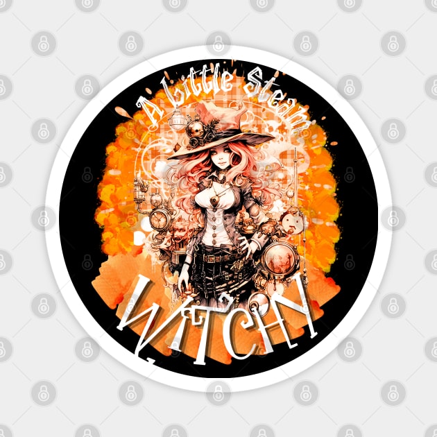 Little Steampunk Witchy- Vintage Orange Magnet by littlewitchylif